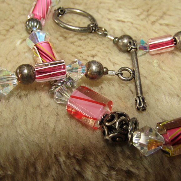 Vintage handcrafted sterling and glass necklace - Picture 8 of 8